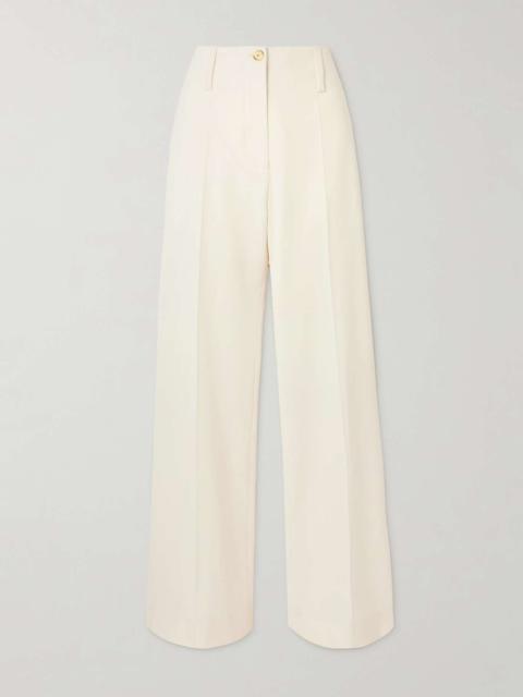 Stretch wool-twill tapered pants Ivory