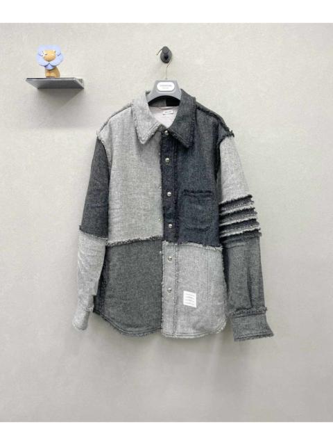 Thom Browne 4-Bar Stripe patchwork shirt-jacket