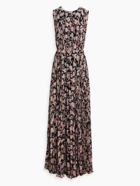 Other Designers Pleated floral-print chiffon maxi dress