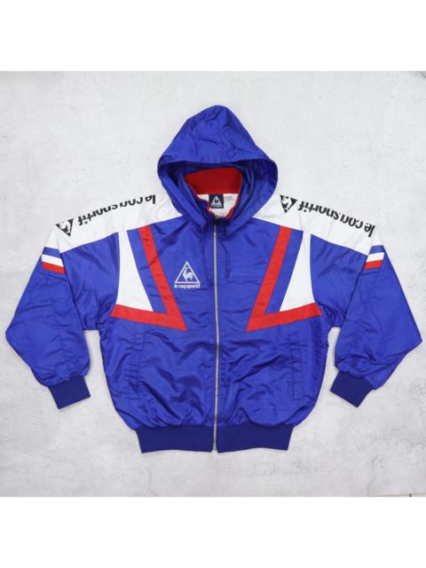 Other Designers Vintage 90s LECOQ SPORTIF Big Logo Spellout Multi Color Block Bomber Hoodie Track Jacket