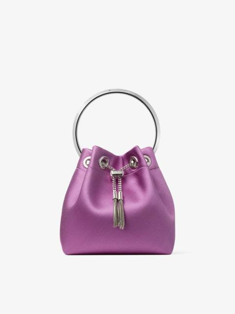 JIMMY CHOO Bon Bon
Violet Orchid Satin Handbag with Metal Bracelet