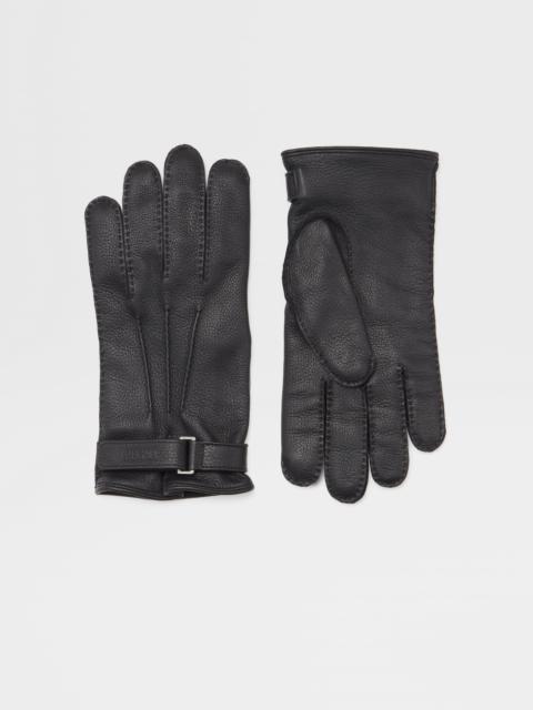 ZEGNA BLACK DEERSKIN GLOVES