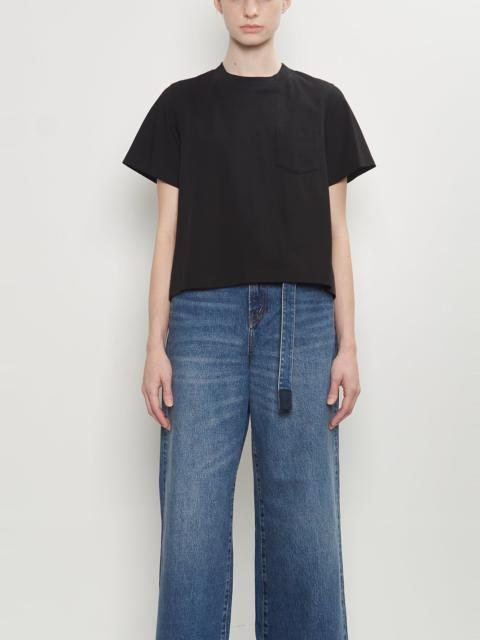 Nylon Twill x Cotton Jersey T-Shirt — Black