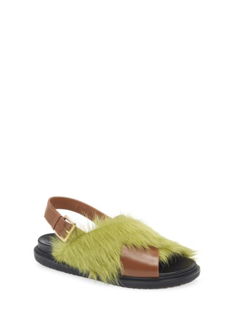 Marni Marni Fussbett Furry Crisscross Slingback Sandal in Green at Nordstrom