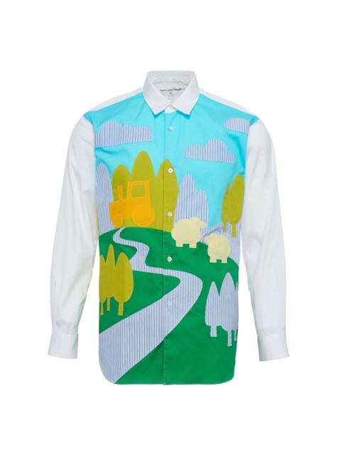 Comme des Garçons SHIRT Cotton Plain Poplin Pattern Long Sleeve Shirt