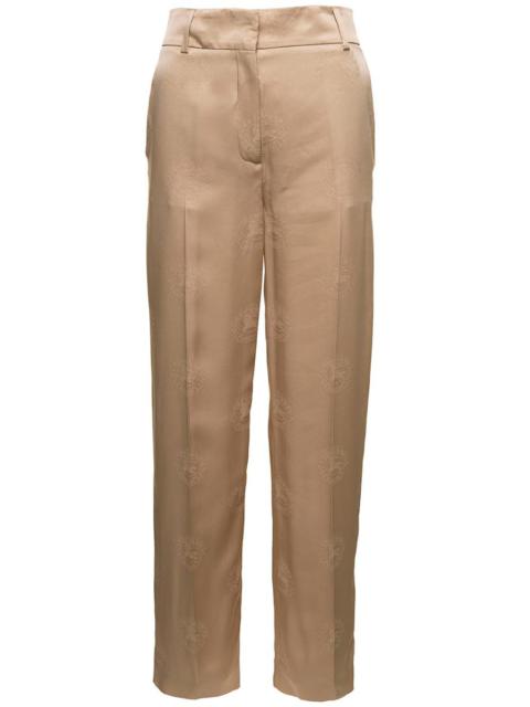 BURBERRY 'JANE' BEIGE HIGH-WAISTED RELAXED PANTS IN SILK WOMAN