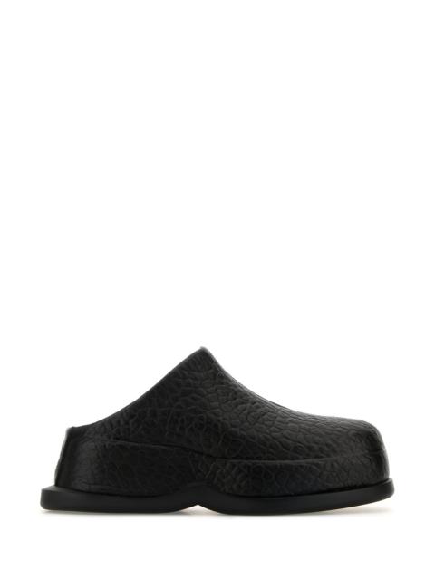 Alexander McQueen Black leather Wave slippers