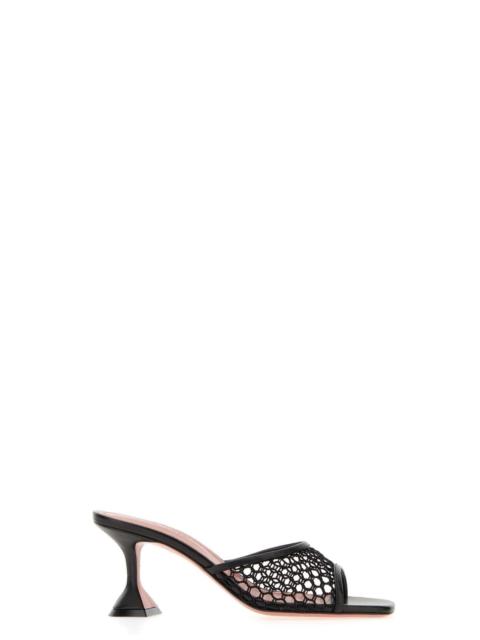 Amina Muaddi Amina Muaddi Women Black Leather And Mesh Lupita Net Mules