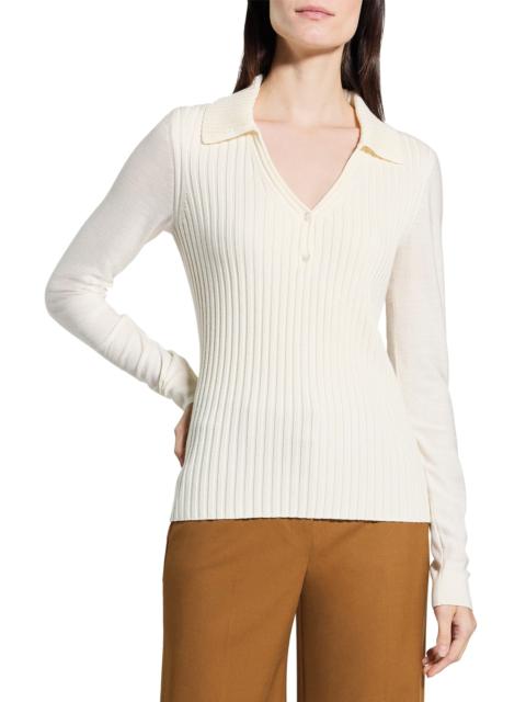 Theory Theory Merino Wool Knit Shirt in New Ivory at Nordstrom
