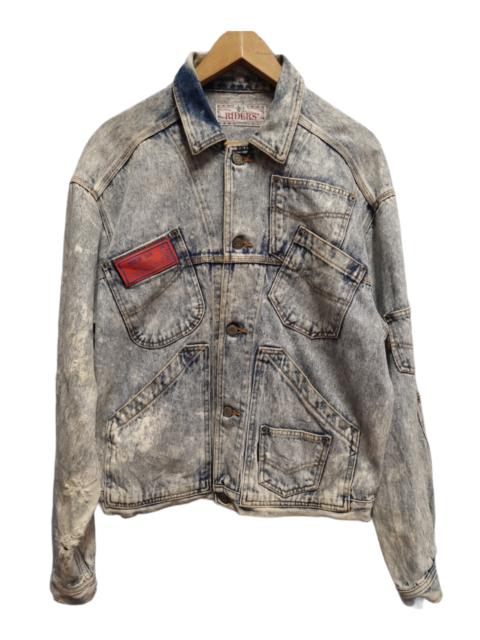 Other Designers Vintage - Vintage Riders Distressed Denim Jacket Rare Design
