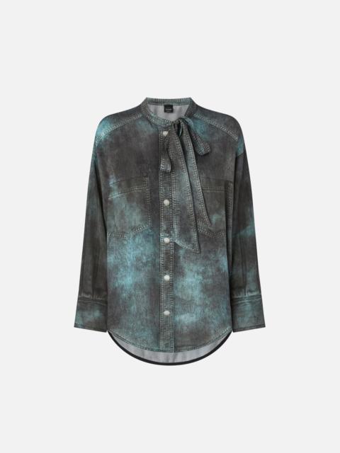 PINKO SHIRT WITH TROMPE-L'ŒIL PRINT AND SASH COLLAR