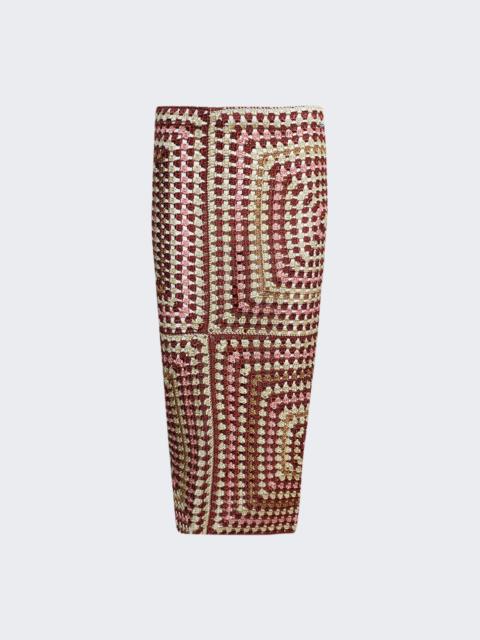 CALLE DEL MAR Blown Up Granny Square Skirt Clay And Multicolor