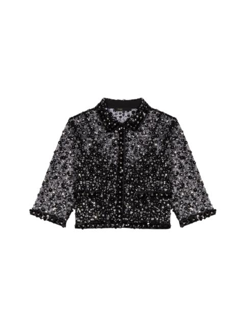 maje maje Floral rhinestone polo in Black at Nordstrom