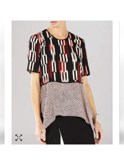 Other Designers BCBGMaxAzria Kacy Top Mixed Print Dual Layers Short-sleeved *seen on TV Med 8/10