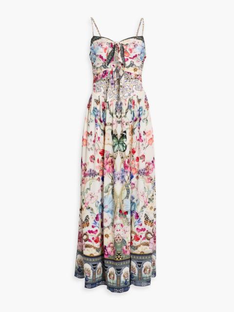 CAMILLA Crystal-embellished printed silk crepe de chine maxi dress
