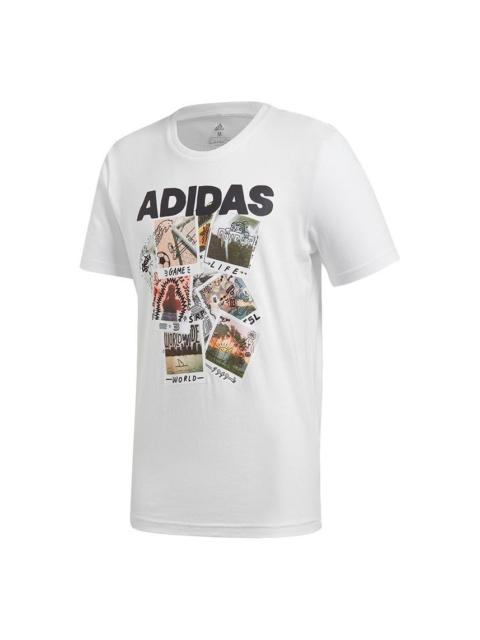 adidas adidas Doodle Photos Photo Printing Sports Round Neck Short Sleeve White FN1715