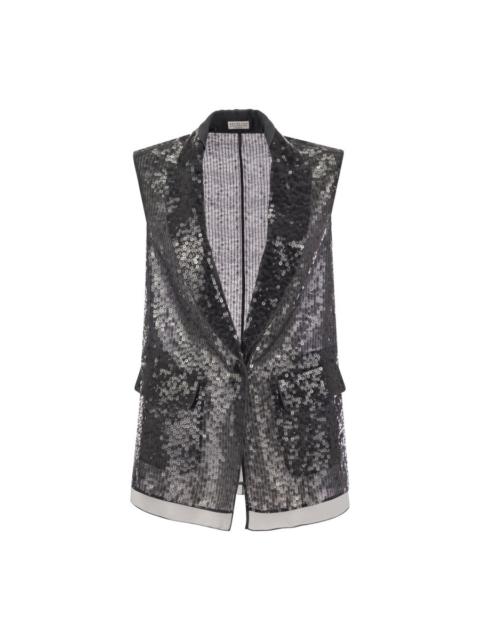 Brunello Cucinelli Brunello Cucinelli Woblack Silk Sequined Jacket