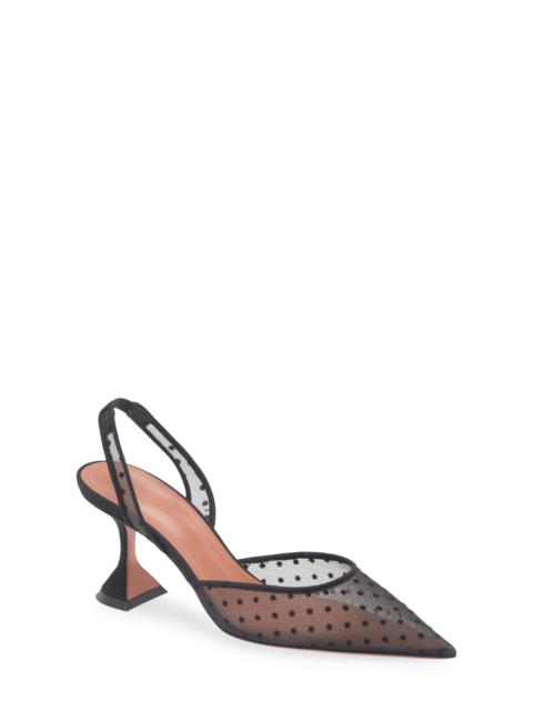 Amina Muaddi Amina Muaddi Holli Swiss Dot Slingback Pump in Lace Black Polka Dot at Nordstrom