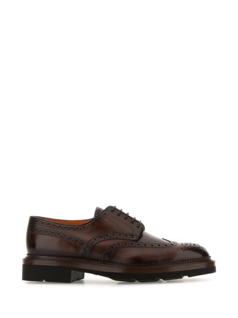 Santoni Brown leather Emil lace-up shoes