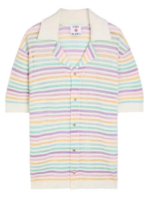 CASABLANCA Casablanca Flower Striped Cotton-crochet Shirt