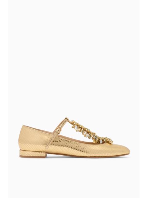 ULLA JOHNSON Bianca Crystal T–Strap Ballerina