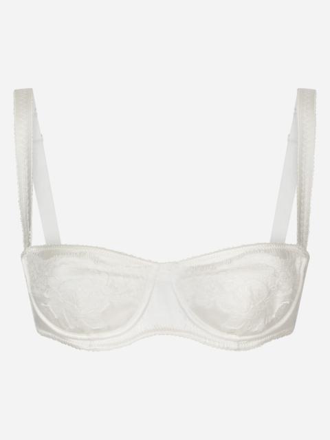 Dolce & Gabbana Semi-padded satin balconette bra with lace