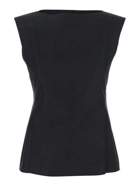 Marni Marni Women Black Sleeveless Top With Boat Neckline And Rear Button Closure In Cotton Woman