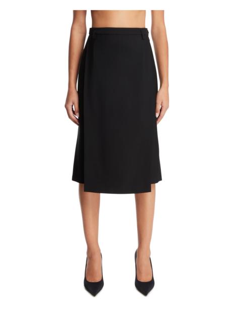 The Row Black Wool Midi Skirt