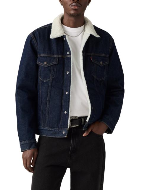 Levi's levi's Type III Fleece Lined Denim Trucker Jacket in Give It A Rinse Sherpa at Nordstrom