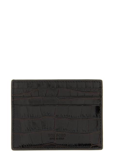 TOM FORD Tom Ford Men Crocodile Leather Card Holder