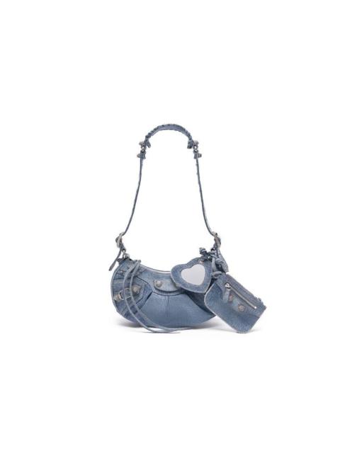 BALENCIAGA Women's Le Cagole Xs Shoulder Bag In Denim in Blue