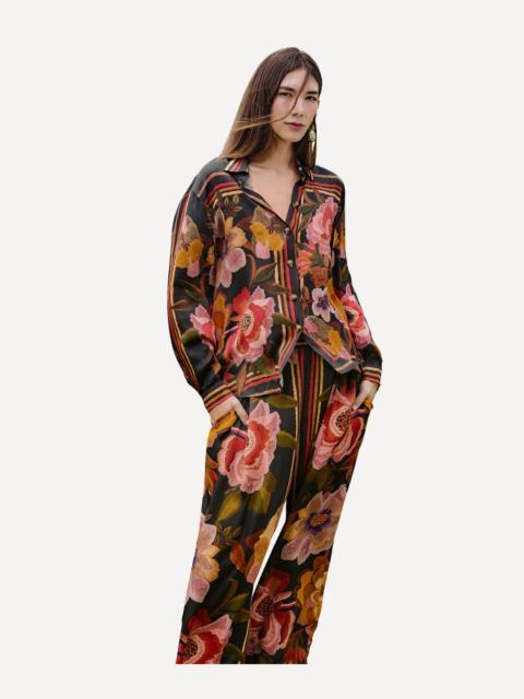 FARM RIO Black Chenille Flowers Shirt