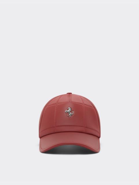 Ferrari Nappa leather baseball cap with Prancing Horse
