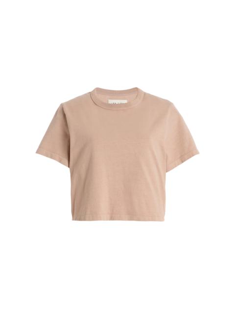 LES TIEN Daria Cropped Cotton T-Shirt pink