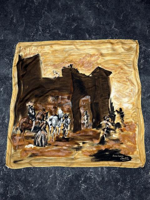 Lanvin Archive 1950s Jeanne Lanvin Castillo Oil Painting Silk Scarf
