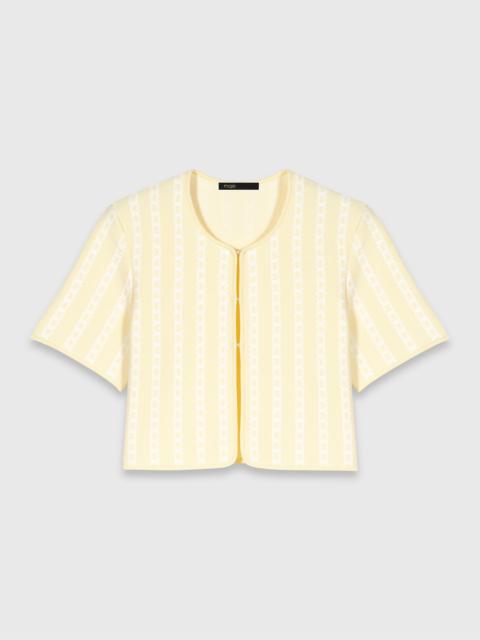 maje Cropped fancy knit cardigan