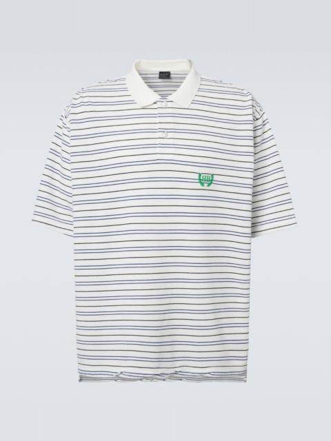 BALENCIAGA BB Laurel striped cotton piqué polo shirt