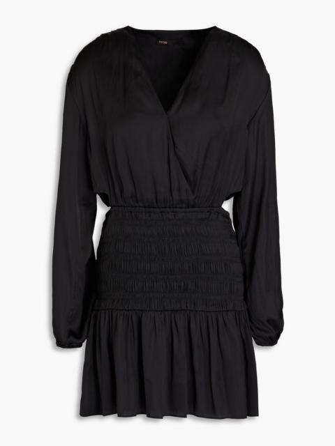 maje Shirred satin mini dress