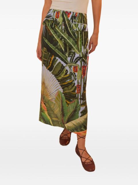 FARM RIO Amazonia Forest-print midi skirt