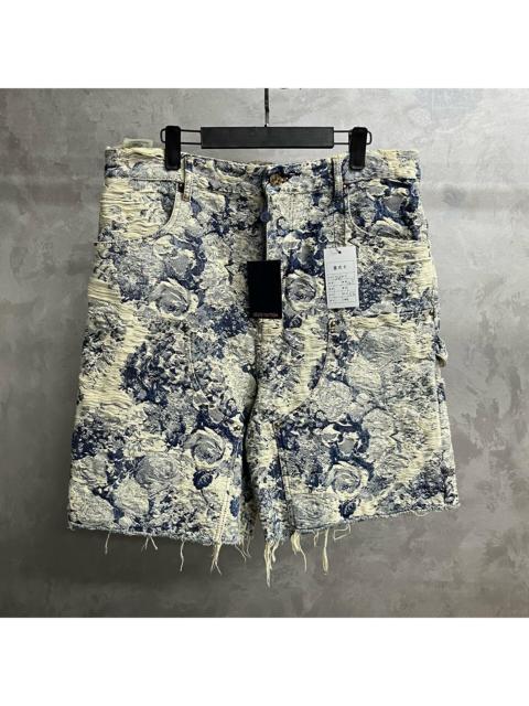 Louis Vuitton Louis Vuitton Blue Mixed-Pattern Straight-Leg Shorts with Buttons