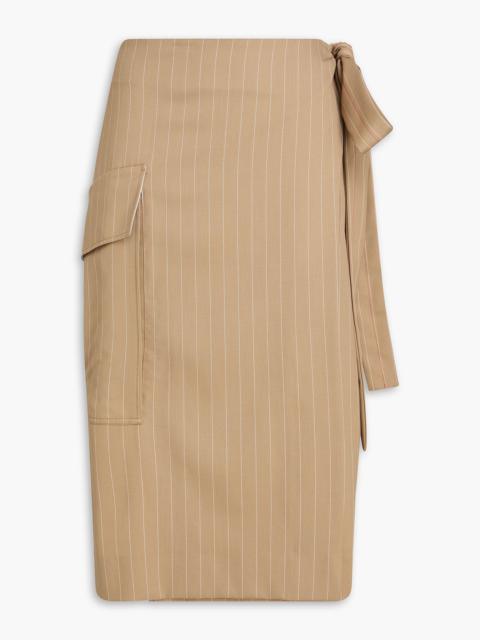 Victoria Beckham Pinstriped wool-twill wrap skirt