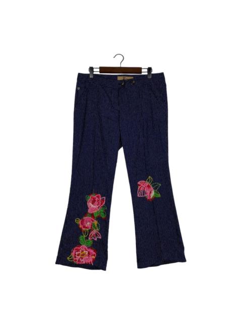 John Galliano Vintage John Galliano Floral Embroidered Pinstripe Trousers