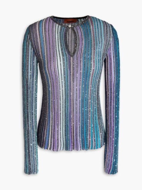 Missoni Sequin-embellished striped ribbed-knit sweater