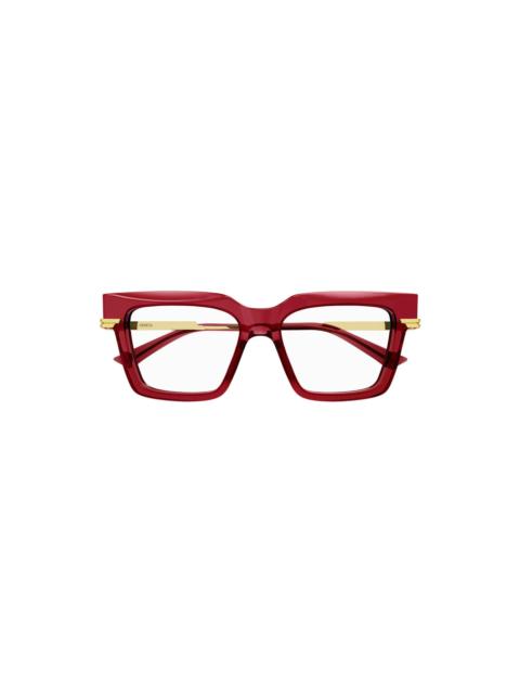 Bottega Veneta CLASSIC ACETATE CAT EYE EYEGLASSES (TRANSPARENT BURGUNDY)