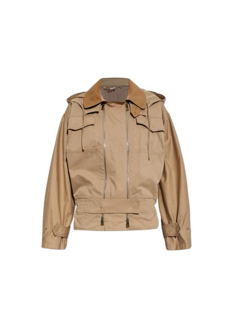 FENDI FENDI $5150 Beige Cotton Blouson Jacket New & Authentic (Wom