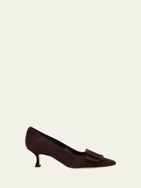Manolo Blahnik Maysale Suede Buckle Pumps
