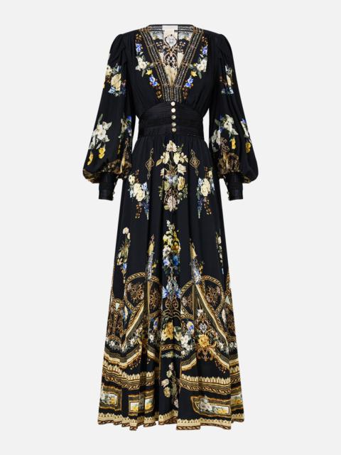 CAMILLA SHAPED WAISTBAND DRESS WITH GATHERED SLEEVES