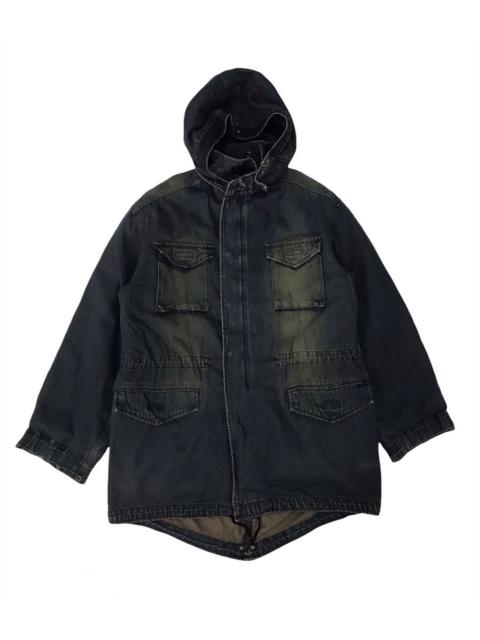 PPFM PPFM Denim Fishtail Jacket Hooded Fleece Hairy Like Inner