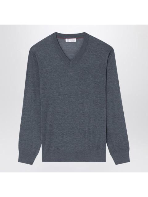Brunello Cucinelli Dark grey sweater in silk and cotton