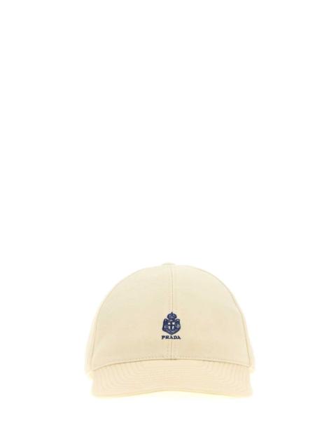 Prada Prada Men Cream Cotton Baseball Cap